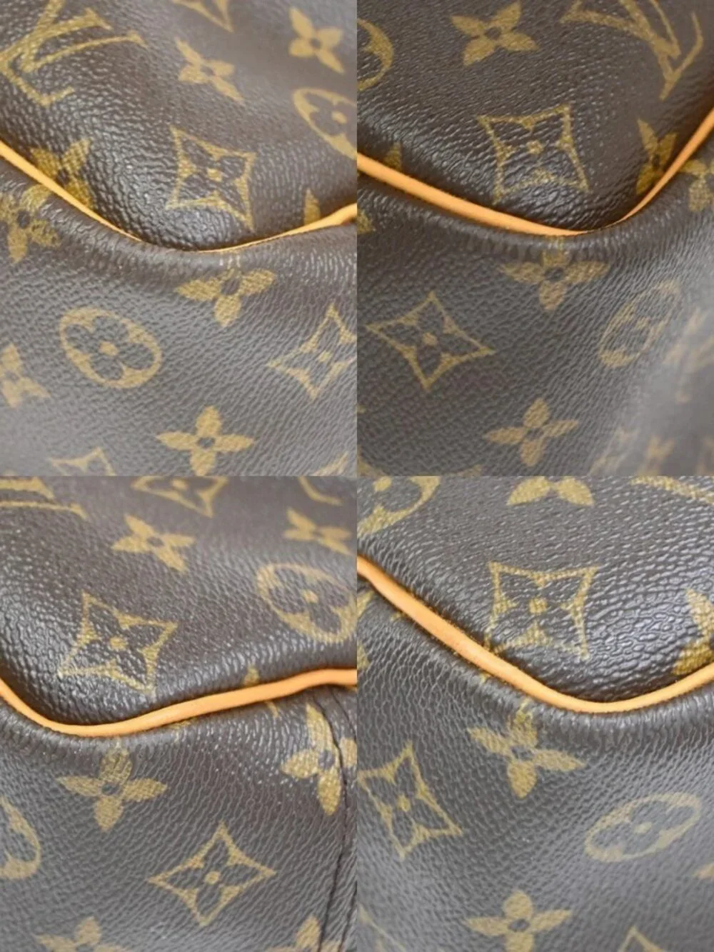 LOUIS VUITTON LV Logo Deauville Hand Bag Monogram Leather Brown